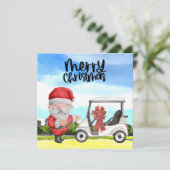 Golfer Santa Claus Golfen auf Grün zu Weihnachten (Stehend Vorderseite)