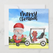 Golfer Santa Claus Golfen auf Grün zu Weihnachten (Vorderseite)