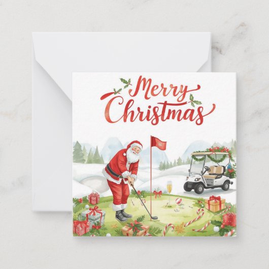 Golfer Santa Claus Golfing Christmas Holiday Mitteilungskarte (Vorderseite)