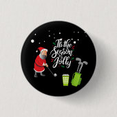 Golfer Santa Claus golft unter Schnee Weihnachten Button (Vorderseite)