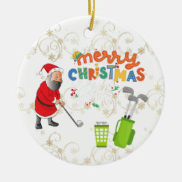 Golfer Santa Claus golft unter Schnee Weihnachten Keramik Ornament