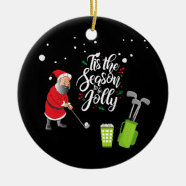 Golfer Santa Claus golft unter Schnee Weihnachten Keramik Ornament