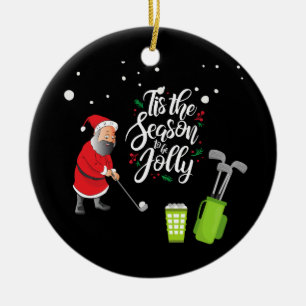 Golfer Santa Claus golft unter Schnee Weihnachten Keramik Ornament
