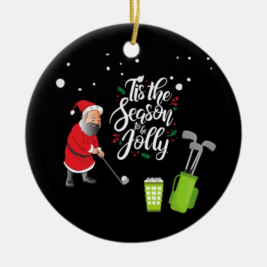Golfer Santa Claus golft unter Schnee Weihnachten Keramik Ornament (Vorne)