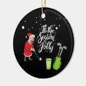 Golfer Santa Claus golft unter Schnee Weihnachten Keramik Ornament (Links)