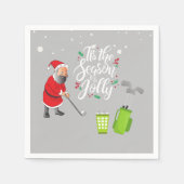 Golfer Santa Claus golft unter Schnee Weihnachten Serviette (Vorderseite)
