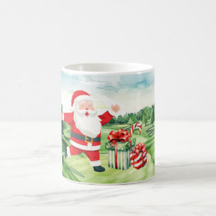 Golfer Santa Claus ist an grünen Weihnachten Kaffeetasse