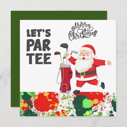 Golfer Santa Claus mit Golf Bag Gelassen par T-Shi (Vorne/Hinten)