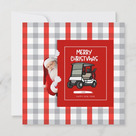 Golfer Santa Claus mit Golf Cart Frohe Weihnachten (Vorderseite)