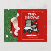 Golfer Santa Claus mit Golf Cart Frohe Weihnachten (Vorderseite)