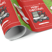 Golfer Santa Claus mit Golf Cart Frohe Weihnachten Geschenkpapier (Rolleneckpunkt)