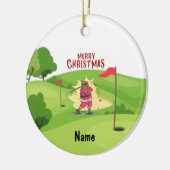Golfer Santa Claus mit Golf Cart zu Weihnachten Keramik Ornament (Links)