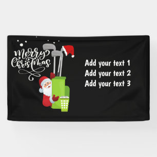 Golfer Santa Claus mit Golftasche Weihnachten Banner