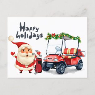 Golfer Santa Claus mit Golfwagen für Weihnachten