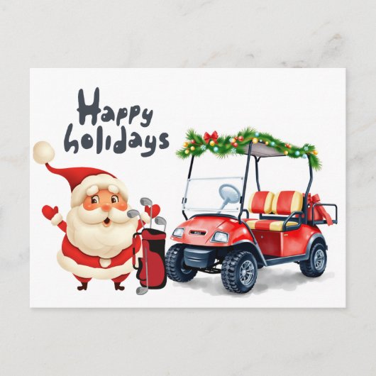 Golfer Santa Claus mit Golfwagen für Weihnachten (Vorderseite)