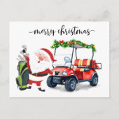 Golfer Santa Claus mit Golfwagen für Weihnachten (Vorderseite)