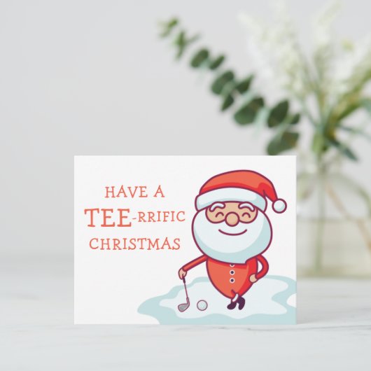 Golfer Santa Claus Postkarte (Stehend Vorderseite)