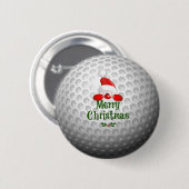 Golfer Santa, "Frohe Weihnachten" Grüße Button (Vorne & Hinten)