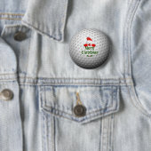 Golfer Santa, "Frohe Weihnachten" Grüße Button (Beispiel)