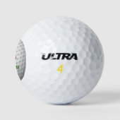 Golfer Santa, "Frohe Weihnachten" Grüße Golfball (Logo)