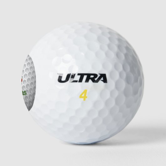 Golfer Santa, "Frohe Weihnachten" Grüße Golfball (Logo)