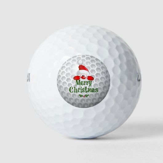 Golfer Santa, "Frohe Weihnachten" Grüße Golfball (Vorderseite)