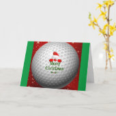 Golfer Santa, "Frohe Weihnachten" Grüße Karte (Gelbe Blume)