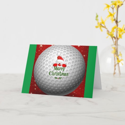 Golfer Santa, "Frohe Weihnachten" Grüße Karte (Gelbe Blume)