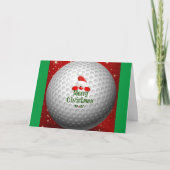 Golfer Santa, "Frohe Weihnachten" Grüße Karte (Vorderseite)