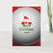 Golfer Santa, "Frohe Weihnachten" Grüße Karte (Vorderseite)