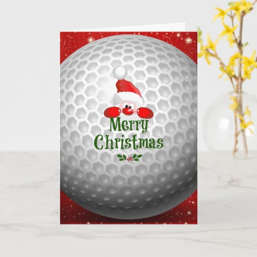 Golfer Santa, "Frohe Weihnachten" Grüße Karte (Gelbe Blume)