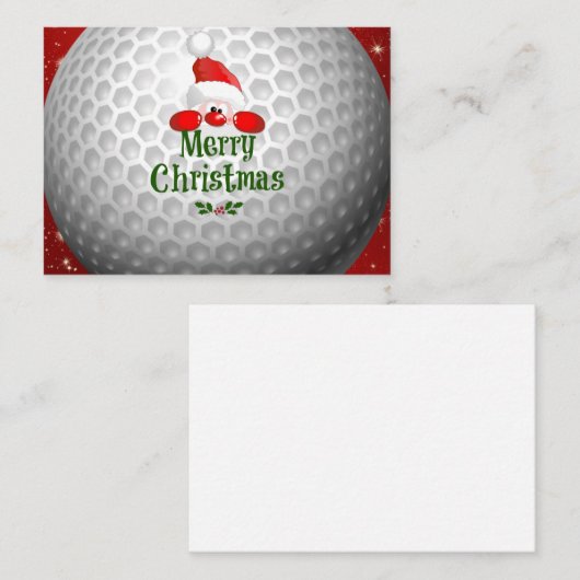 Golfer Santa, "Frohe Weihnachten" Grüße Mitteilungskarte (Vorne/Hinten)