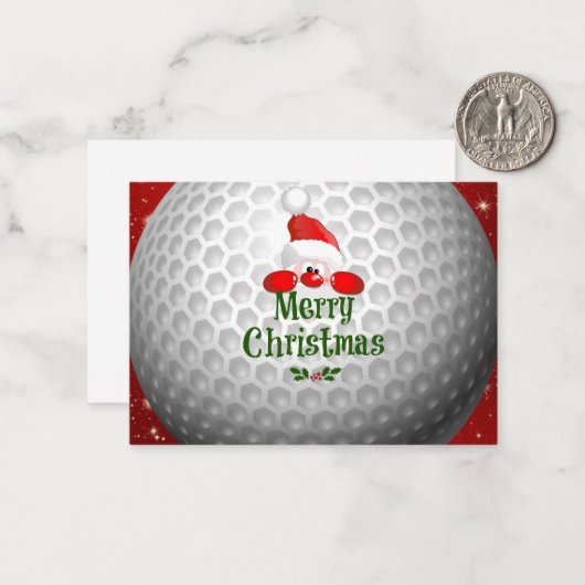 Golfer Santa, "Frohe Weihnachten" Grüße Mitteilungskarte (Vorderseite/Rückseite Beispiel)