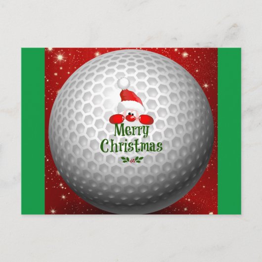 Golfer Santa, "Frohe Weihnachten" Grüße Postkarte (Vorderseite)