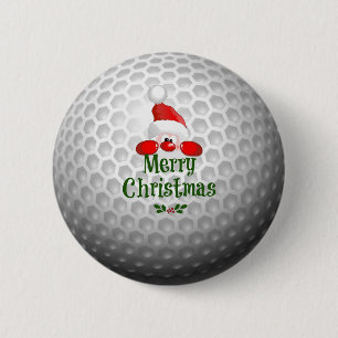 Golfer Santa, 'Merry Christmas' greetings Button