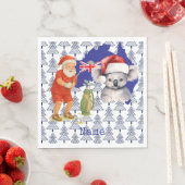 Golfer Santa mit Koala Bear auf Australischer Kart Serviette (Beispiel)