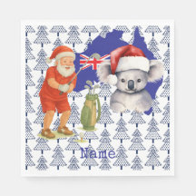 Golfer Santa mit Koala Bear auf Australischer Kart