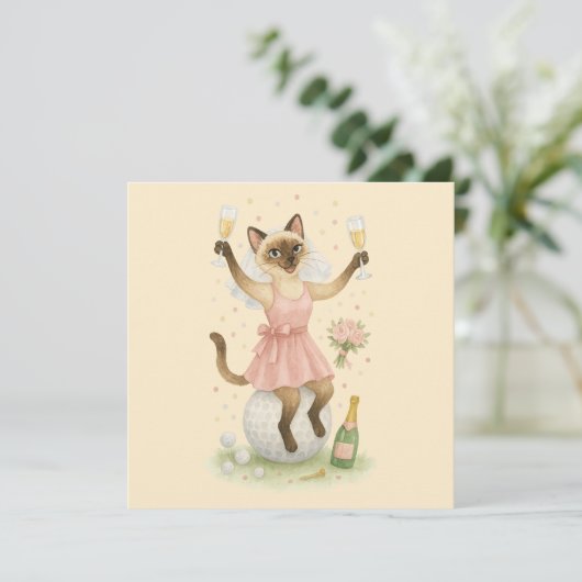 Golfer Save the Date Bride Bachelorette Einladung (Stehend Vorderseite)