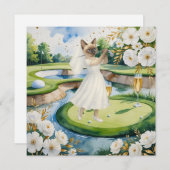 Golfer Save the Date Bride Bachelorette Einladung (Vorne/Hinten)