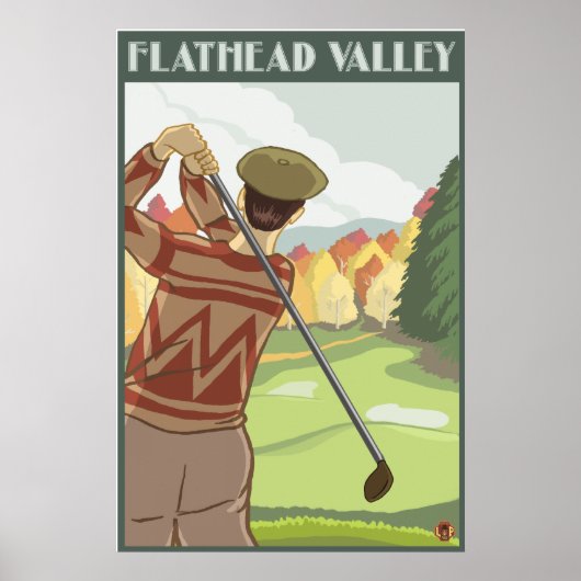 Golfer Scene - Flathead lake, Montana Poster (Vorne)