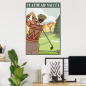 Golfer Scene - Flathead lake, Montana Poster (Heimbüro)