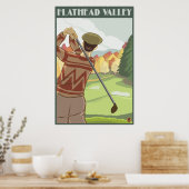 Golfer Scene - Flathead lake, Montana Poster (Küche)
