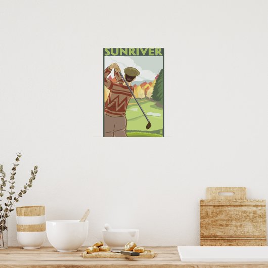 Golfer Scene - Sun River, Oregon Poster (Küche)