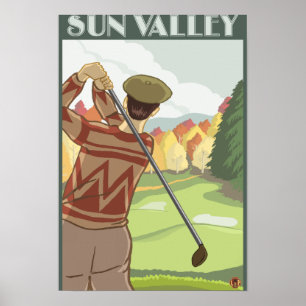 Golfer Scene - Sun Valley, Idaho Poster
