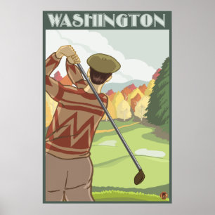 Golfer Scene - Washington Poster