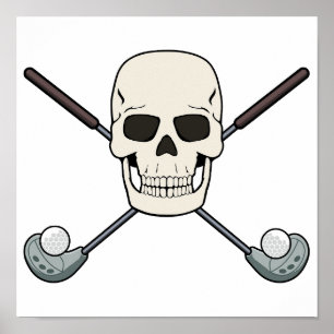 GOLFER SCHÄDEL Jolly Roger Design Download Poster