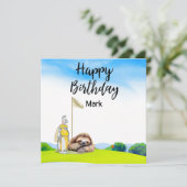 Golfer-Schlucht golft am grünen Geburtstag Karte (Stehend Vorderseite)