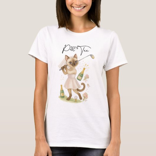 Golfer Siamese Cat Celebrating T-Shirt (Vorderseite)