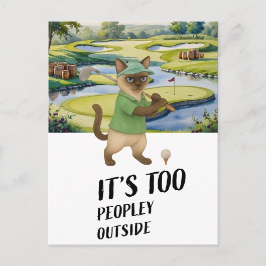 Golfer Siamese Cat Golf auf Golfplatz Postkarte (Vorderseite)