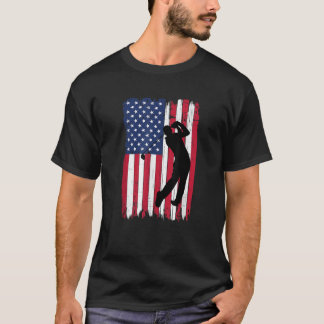 Golfer Silhouette American Flag USA Patriotic T-Shirt